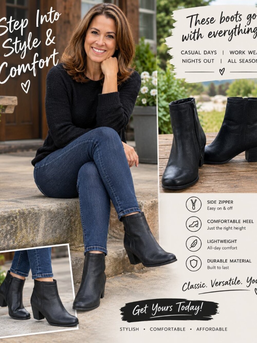 Ankle black boots